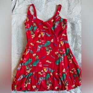 Hollister Vibrant Red Tropical Midi Dress